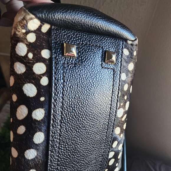 Henri Bendel The Carlyle 2 way Tote Leather Trim Calf Hair Handle - Picture 7 of 16